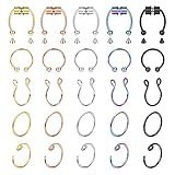 YADOCA 25 Stück Fake Septum Rings Magnetische Septum für Frauen Männer Edelstahl Nasenring Faux Septum Nasenringe Hoop Clip Nasenring Hoop Nicht Piercing Schmuck