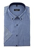 eterna Comfort Fit Hemd Kurzarm Button Down Kragen Besatz Karo blau Größe 42