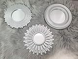 Generisch Wandspiegel Silber 3er Set Spiegel Wanddeko Wandschmuck Wandbild Sonne M