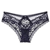 QYQS Womens-Slip, Damen-spitzenhöschen, Schmale Slips mit Bogen, Höschen für Frauen(Size:L,Color:Schwarz)
