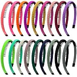 Duufin 18 Stück Haarreifen mit Kamm Satin Haarband Zähne Stirnband Kunststoff Kamm Haarband Kopfband Kunststoff Haarreifen mit Zähnen für Damen M