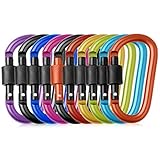 iKALULA Karabiner Schlüsselanhänger, Karabiner Aluminium Karabinerhaken 10 Stück Karabiner mit Schraubverschluss D-förmigen Schraubkarabiner für Hängematten, Camping, Wandern, Angeln oder R