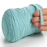 MeriWoolArt Baumwollgarn für Stricken, Makramee, Häkeln, Weben, Geschenkband für Weihnachten - 10 mm Textilgarn, 150 m T-Shirt Garn - Neue Qualität (Aqua)