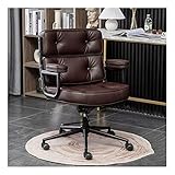 KTNG Ergonomie Light Luxury Ergonomischer Computerstuhl, Zuhause STEUTARY Simple Comfy Task-Bürostuhl, Studienschalter Swivel Boss Hubstuhl (Color : Dark Brown, Größe : 35.8-38.2in)