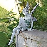 YQRDSHJS Garten Fee-Figur Figuren Deko Blumen-Fee Gartenfigur Polyresin Blumenfee Harz Ornamente Meditierte Statue Wetterfest Garten Sitzende Fee Figuren FüR Outdoor-Hof Dekoration Garten H