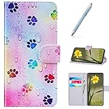 Kompatibel mit Samsung Galaxy A5 2016 Handyhülle Leder Handytasche,Flip Case mit Bunt Muster Schutzhülle Brieftasche Magnet Kartenfächer Lederhülle Kratzfest Tasche Bookstyle Klapphülle,Fußabdruck