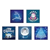 hukezhu Schneeflocken Fensterbild - 5St Fensterbilder Weihnachten Selbstklebend, Winter-deko Weinachts Dekoration, Weihnachtsmann, Rentier, Weihnachtsdekoration, Partyzubehör (Mehrfarbig, 20x20cm)