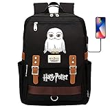 DDDWWW Weiße Eule Kinder Rucksack, Harry Potter s Good Friend Schultasche, leichte wasserdichte Rucksack 42CM/30CM/16CM Schw