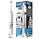 Oral-B Junior Elektrische Zahnbürste/Electric Toothbrush für Kinder ab 6 Jahren, mit 3 Putzmodi und visueller 360° Andruckkontrolle für Zahnpflege, Designed by Braun, Star Wars, weiß