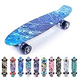 meteor Skateboard Kinder - Mini Cruiser Kickboard - Skateboard mädchen Rollen Board - Kunststoff Skateboards Deck - Retro Skateboard Jungen Mini Board - Skateboard Kinder miniboard (B-Galaxy)