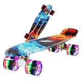 Skateboard Cruiser, 56cm mit blinkenden LED Rollen, Mini Cruiser Skateboard, mit Kugellager ABEC-7, Skateboard für Kinder, Jugendliche und Erw