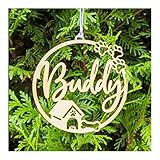 Personalized Paw Christmas Ornament Wooden Hollow Christmas Tree Pendant Home Decor O