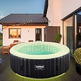 Arebos Whirlpool | automatisch aufblasbar | In & Outdoor | 6 Personen | LED Leuchtband | 130 Massagedüsen | 1000 Liter | Inkl. Abdeckung | Bubble Spa & Wellness Massag