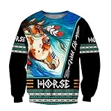 ZP-YENSRT Schöne Einheimische Pferd Wild Life 3D gedruckte Herren Reißverschluss Hoodies Unisex Streetwear Jacke Black L