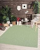 the carpet Mistra robuster Teppich, Flachgewebe, modernes Design, ideal für Küche und Esszimmer, Trendige Farben, besonders flach, auch für den Außenbereich, Grün, 140 x 200