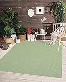 the carpet Mistra robuster Teppich, Flachgewebe, modernes Design, ideal für Küche und Esszimmer, Trendige Farben, besonders flach, auch für den Außenbereich, Grün, 200 x 280
