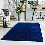 ayshaggy Shaggy Teppich Hochflor Langflor Einfarbig Uni Blau Weich Flauschig Wohnzimmer, Größe: Läufer 80 x 150