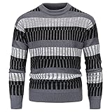 XDJSD Herren Pullover, Herren Pullover, Pullover, Pullover, Jacken, Herren Pullover, Nähte gestreifte Pullover, Rundhals Pullover aus Baumw