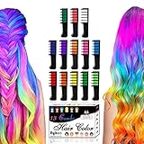 Byhoo Haarkreide-Set mit 13 Farben, temporäre Haarfarbe, Glitzer-Haarkreide-Kämme für Mädchen, Kinder, auswaschbare Farbe, Haarfärbekamm, Geschenk zum Geburtstag, fü