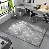 Kurzflor Wohnzimmer Designer Teppich Valetta in skandinavischem Boho Muster waschbar Grau 120x170