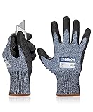 LANON Schnittfeste Handschuhe mit PU-beschichteter Handfläche, Sicherheitsgriff, Arbeitshandschuhe für Mechaniker, Bau, Garten, verstärkter Daumen-Schritt, Größe M