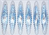 6 TLG. Glas-Zapfen Set in Ice Blau Silber Komet - Christbaumkugeln - Weihnachtsschmuck-Christbaumschmuck
