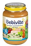 Bebivita Gemüse und Hühnchen mit Reis, 6er Pack (6 x 190 g)