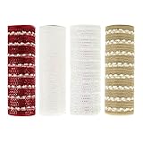 Perfeclan Deko-Poly-Mesh-Band – 10 Zoll x 30 Fuß Jede Rolle – Metallfolien-Bänder-Set für Kränze, Swags und Dekoration – 4er-Pack - S