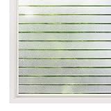 rabbitgoo Fensterfolie Streifen Sichtschutzfolie Selbstklebend Milchglasfolie Sichtschutz gestreifte Folie für Büro Anti-UV 44.5x150CM