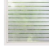 rabbitgoo Fensterfolie Streifen Sichtschutzfolie Selbstklebend Milchglasfolie Sichtschutz gestreifte Folie für Büro Anti-UV 44.5x150CM