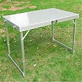 EXCLVEA Tragbar Klapptisch Falttisch im Freien Tragbare Grill-Ausstellungsbranche Selbstfahrt Tour Picknicktisch für Grill Party (Farbe : Silver1, Size : 106x68x68cm)