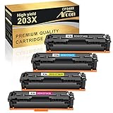 Arcon Kompatibel Tonerkartusche als Ersatz für HP 203X 203A CF540X CF540A Color Laserjet Pro MFP M281fdw M254nw M281fdn M281cdw M254dw M254dn M280nw M281 M254 (Schwarz Cyan Gelb Magenta, 4er-Pack)