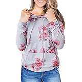 Damen Kapuzenpullover Blumenmuster Langarm Sport Hoodie Casual Sweatshirt Pullover Tops Langarm Pullover Hoodie Casual Sport Sweater Top Oversize Langarm Outerwear Oberteil B