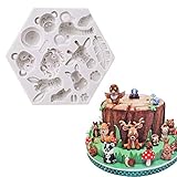 Wald Tiere Silikonform Diy Backen Fondant Formen Kuchen Schokoladenformen Silikon Wald Dekorative Kuchenform Mold Für 3D Animal Schokolade Süße Formen Silikon Backformen Dekorationswerkzeug