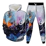 EMPERSTAR Unisex 2-teilige Hoodies Set Lustige Grafik 3D Druck Herren Graffiti Pullover Sweatshirts Kapuzenanzüge mit Kordelzug/Taschen/große Größe/XXL