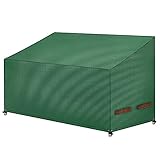 Dokon 2 Sitzer Gartenbank Schutzhülle mit Doppelgriffe, 150gsm Reißfest Polypropylen-Gewebe (PP) Abdeckung für Gartenbank Gartensofa, Wasserdicht, Winddicht, UV-beständig, 135x67x65/91cm (Grün)