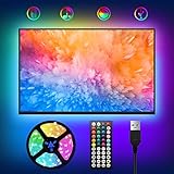 LED TV Hintergrundbeleuchtung,WOANWAY USB LED Strip 2M RGB Fernseher Beleuchtung Strips,Mit 44 Tasten Fernbedienung und Sync mit Musik LED Streifen für 40-60 Zoll HDTV/ TV-Bildschirm / PC B
