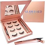 Künstliche Wimpern Set mit Eyeliner – Klebender Eyeliner statt Wimpernkleber (braun + schwarz, wasserfest) - 4 Paar Fake Lashes (wiederverwendbar) - Falsche Wimpern Natürlich (nicht magnetisch)