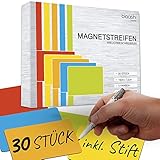 30 Magnetkarten 7,5 x 10 cm beschreibbar | Magnete für Whiteboards, Kühlschränke, Magnettafeln & metallische Oberflächen | inkl. Stift & Radierer | Bunte Magnetschilder zum B