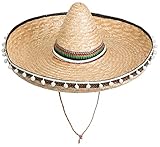 Brandsseller Sombrero Mexikohut Strohhut Partyhut Sonnenhut Strandhut mit Quasten Beige/Merfarbig