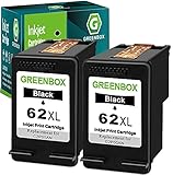 GREENBOX Wiederaufbereitete Tintenpatrone 62 Ersatz für HP 62XL 62 XL für HP Envy 7640 5660 5540 5640 5642 7645 5549 Officejet 5740 5741 8040 OfficeJet 200 250 Mobile Drucker (2 Schwarz)