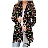 Damen Halloween Strickjacken Sweatshirt Große Größen Niedlich Tier Bedruckte Cardigan Langarm Loose Sweatshirt Offene Sweater Flauschig Halloween-kostüm Elegant Leichte Mantel Für D