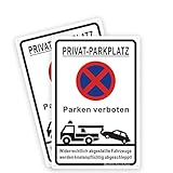 2tlg. Privatparkplatz Schilder Aluminium Parkplatzschild Parken Verboten Schilder Outdoor Alu Hinweisschild Privat-Parkplatz Hartschaumplatte Größe, 300 * 450