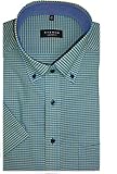 eterna Hemd Comfort Fit Kurzarm Button Down blau/gelb Karo 8917/71 K144, Kragenweite/Größe:45