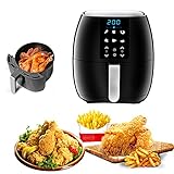 Heißluftfritteuse Heissluftfriteuse Luftfritteuse 5L, XXL Power Airfryer Multi-function,7 Programme Friteuse ohne Öl, Digitalem LCD-Touchscreen und Antihaftbeschichtung, Rezeptheft, 1500 W