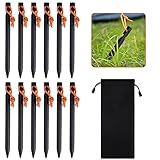 Fingertoys Camping Heringe, 12 Stück Ultralight Heavy Duty Aluminium Legierung Zelt Stakes Pegs Nails Aluminium Zelt-Kleinteile Y-förmige Wirbel für Zeltplane,Camping, S