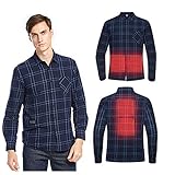 Herren USB Smart Beheizbare Freizeithemden mit Kariert Langarmhemd Herren Long-Sleeve Flannel Shirt Flanellhemd Kariertes Hemd Casual Holzfällerhemd Arbeitshemd B