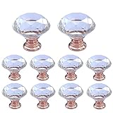 LNHJZ 10 Stück Schubladenknöpfe, Moderne Möbelknöpfe Zinklegierung Kristallglas Schrankknöpfe Griffe Garderobengriffe Möbelgriff (30mm, roségold)