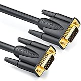 deleyCON 2m VGA Kabel 15pol - S-VGA Monitorkabel D-Sub-Stecker 1080p Full HD 3-fach geschirmt Knickschutz vergoldete Kontakte - Schw