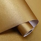 PROHOUS 60 * 500CM 0,3mm Verdickte Dekorfolie Gebürstet Kühlschrank Folie Verdickte Dekorfolie Selbstklebende Klebefolie für Möbel Geschirrspüler Möbelfolie Golden Küchenfolie, W